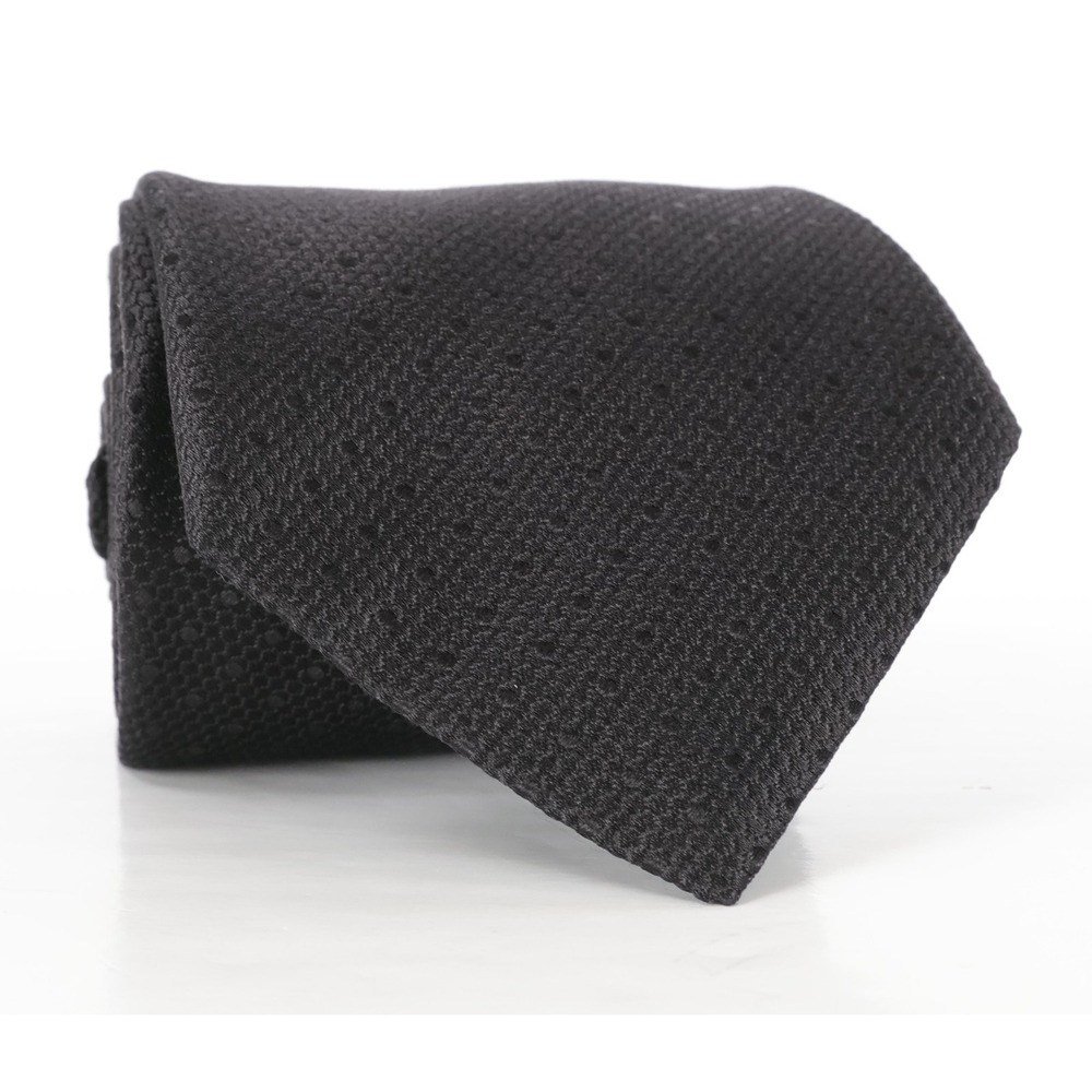 Geoff Nicholson 100% Silk Neck Tie Black Textured Made In Italy Timeless
